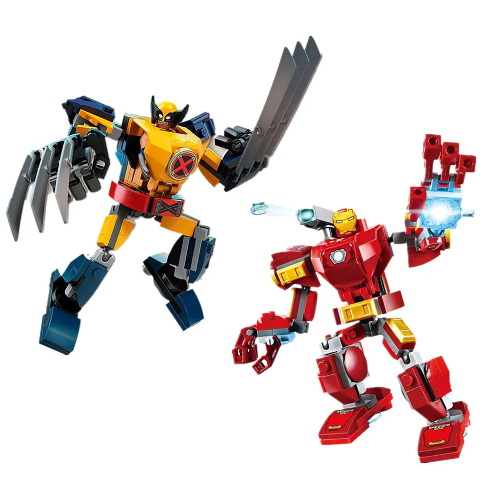 

Disney Marvel Avengers Ironman SpiderMan Wolverine Logan X-MEN Miles Captain Thor Thanos Mecha Building Block Bricks Toys Kid
