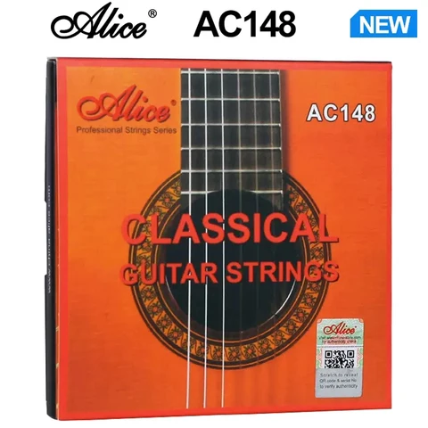 Струны для классической гитары Alice AC148, с прозрачным нейлоновым посеребренным покрытием, 90/10 бронзовые антикоррозийные, с полированным нанопокрытием