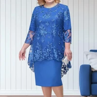 attractive midi dress solid color soft crochet lace cover up elegant midi dress lady dress evening dress 1 set