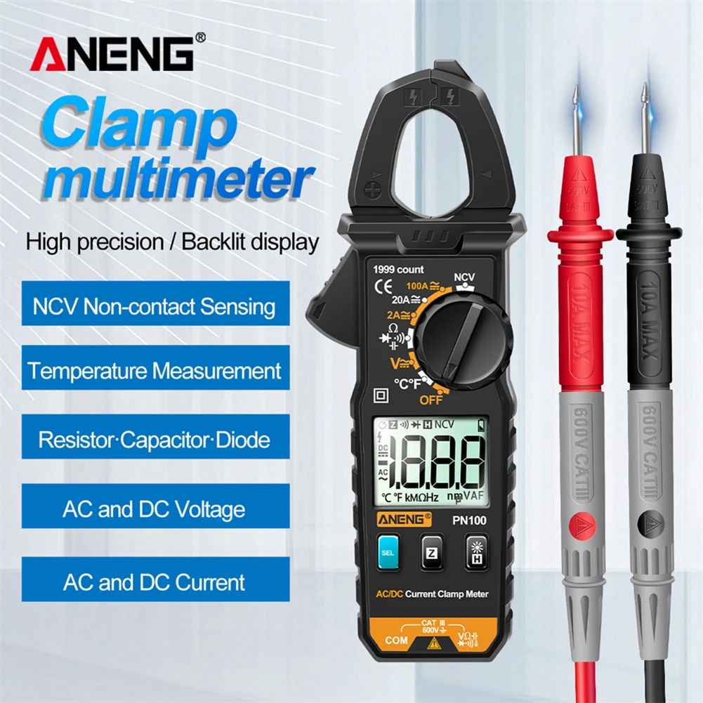 

ANENG PN100 LCD Display Digital Multimeter Portable Auto Range 1999 Counts DC AC Voltage Capacitance Temp Meter Electric Tester
