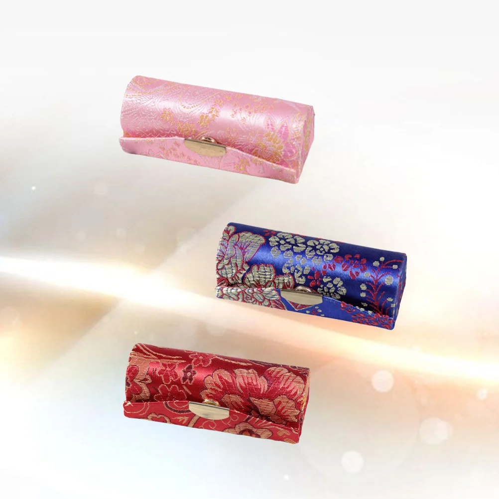 

Lipstick Case Holder Mirrorpurse Flowerfloral Print Retroladies Mini Vintage Storage Carrying Organizerbag Travel Tube