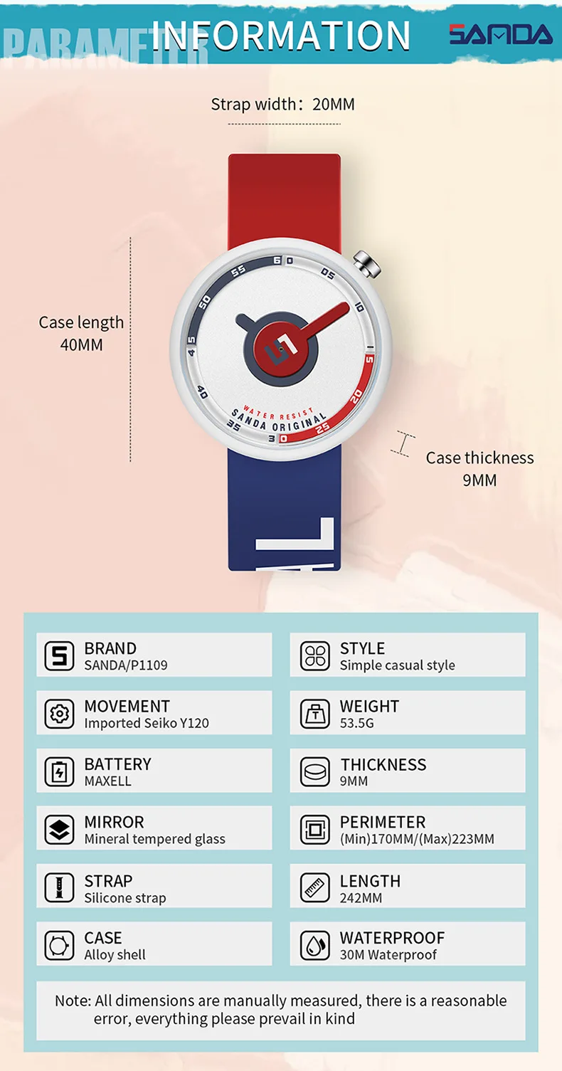 SANDA Quartz Watch New Slim Women Watch Luxury Brand Fashion Silicone Waterproof Quartz Watches Womens Relogio Feminino 1109