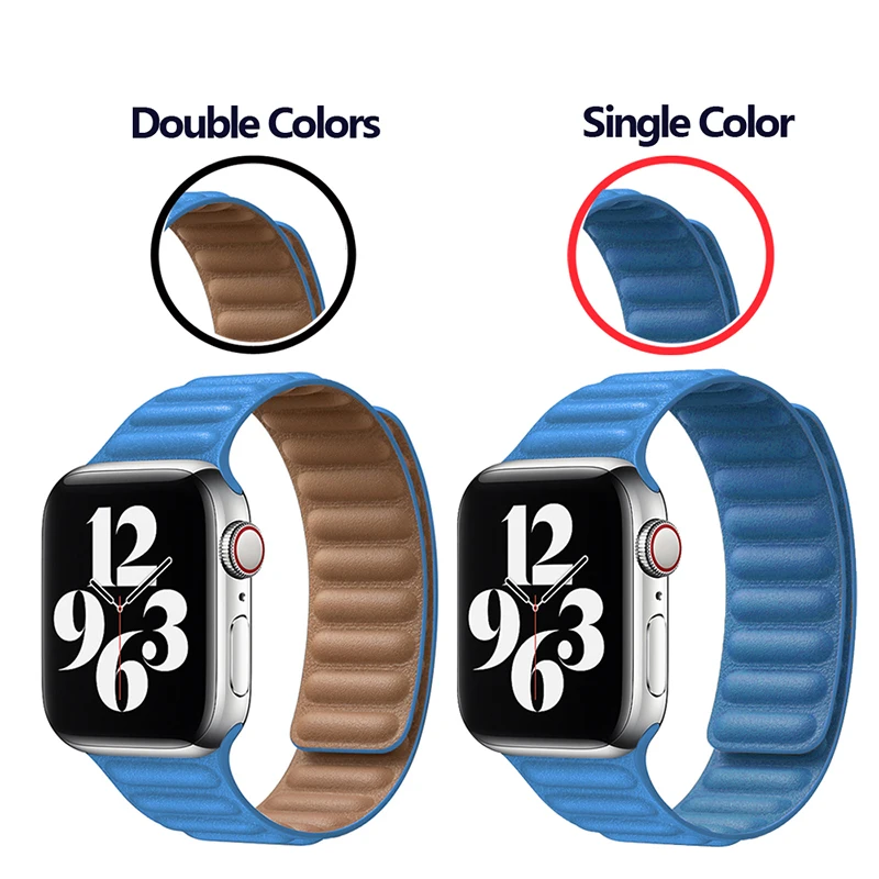 Оригинальный кожаный браслет для Apple watch band Series 8 7 6 SE 44 40 42 мм магнитный iWatch ultra 49 5 4