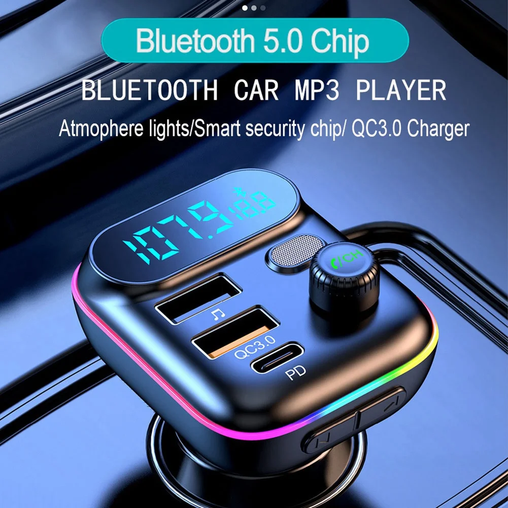 Автомобильный FM-трансмиттер T70 Bluetooth 5 0 PD 20 Вт Type-C QC3.0 двойное зарядное устройство