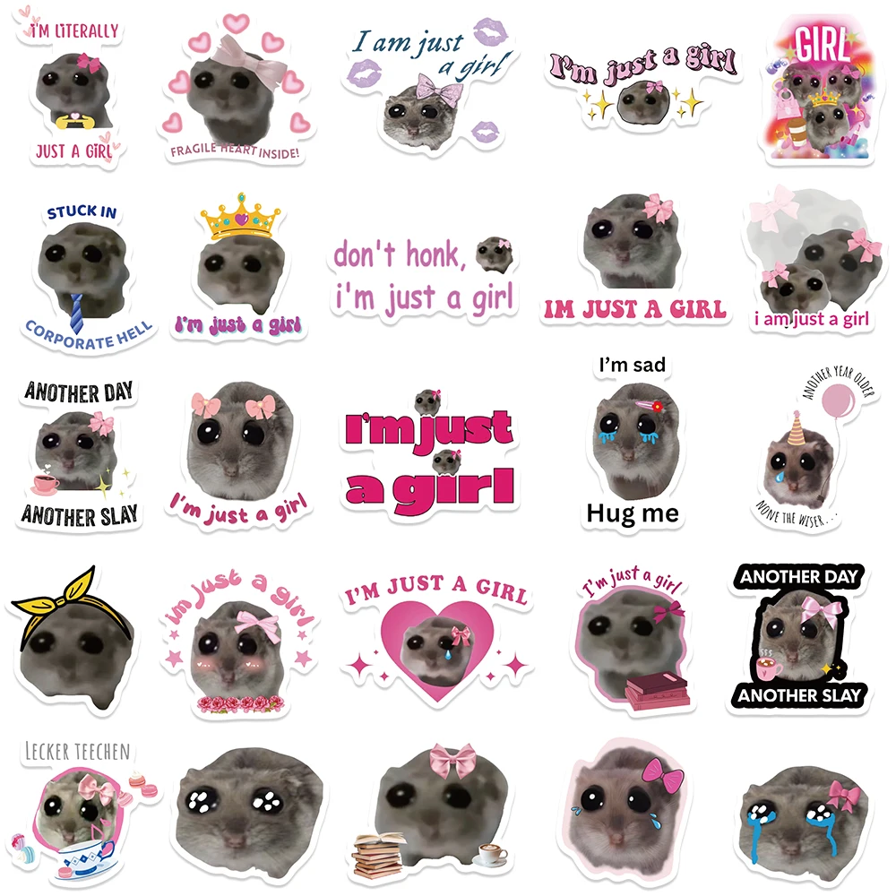 56 шт. забавные стикеры в виде грустного хомяка для девочек