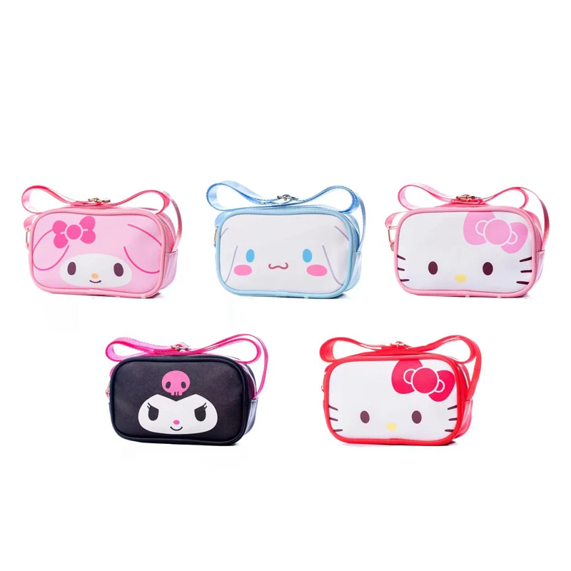 

Kawaii Anime Cinnamoroll Leather Zipper Coin Purse My Melody Small Square Bag Kt Cat One Shoulder Crossbody Small Bag Girls Gift
