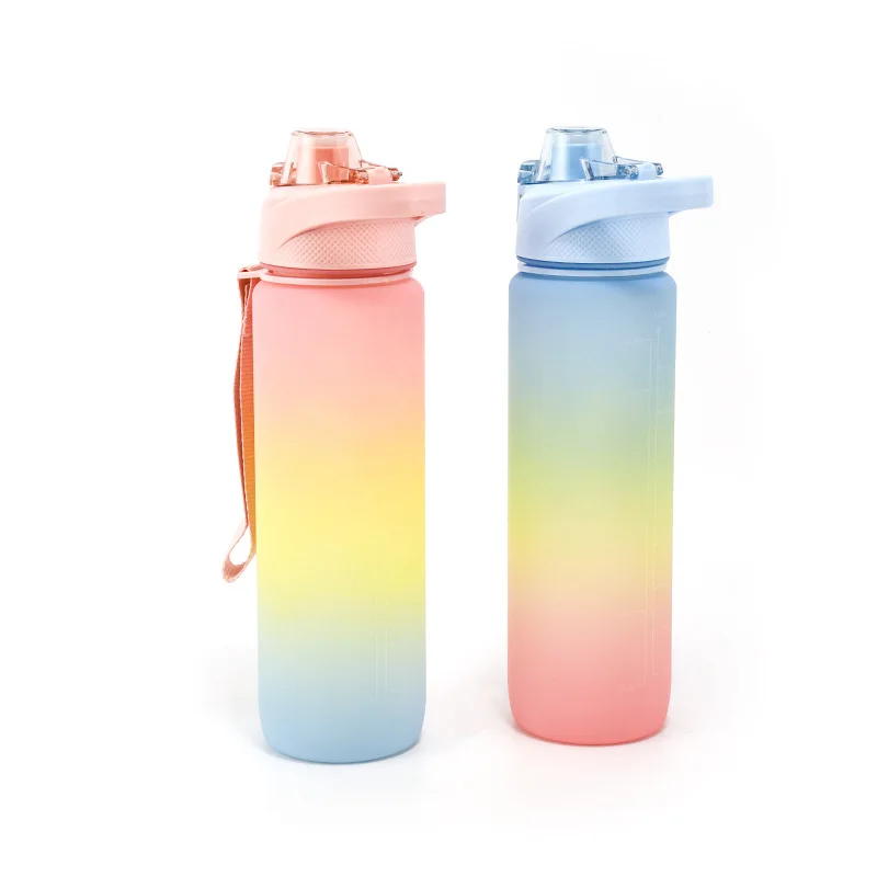 

1pcs Hot Sports Water Bottle 1000ML Outdoor Travel Portable Leakproof Drinkware Plastic Creative Space Cup Gradient Bottle