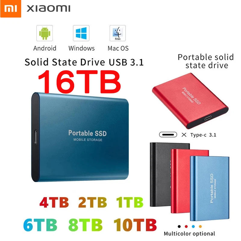 

Xiaomi SSD Mobile Solid State Drive 8TB4tb Storage Device Hard Drive Computer Portable USB 3.0 Mobile Hard Drives Solid State