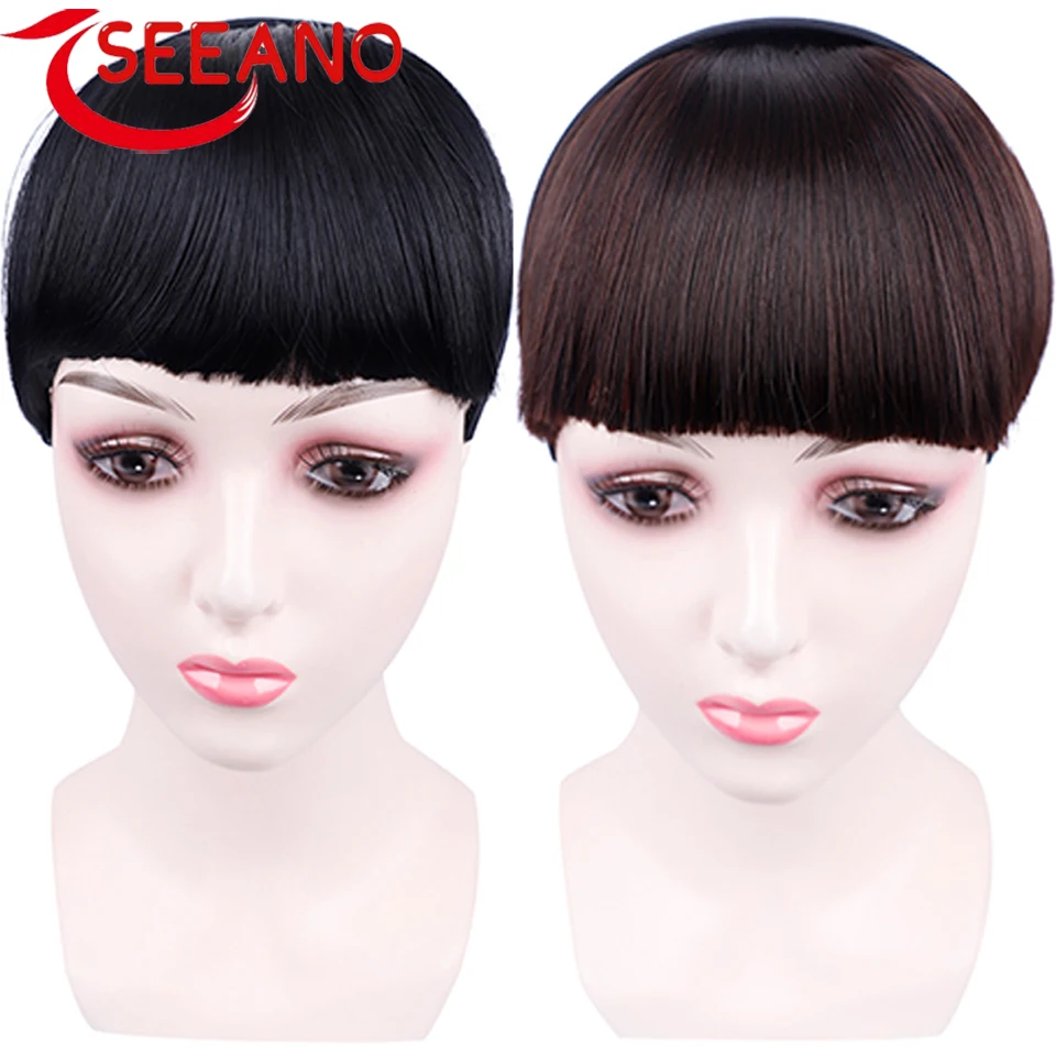 

SEEANO Synthetic Natural Headband Wigs Bangs With Braids Heat Resistant Bangs in Hair Extensions Hairpieces for Women