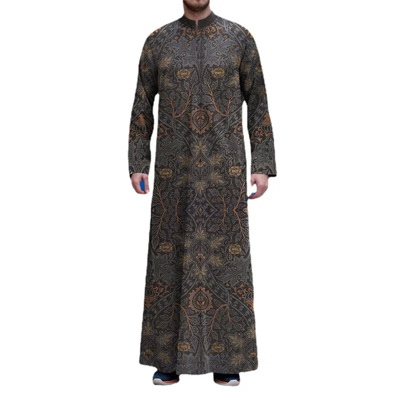 Eid Ramadan Men Abaya Dubai Turkey Indianislamic Clothing 2021 New Muslim Fashion Long Sleeve Robe Casual Loose Soft Dress