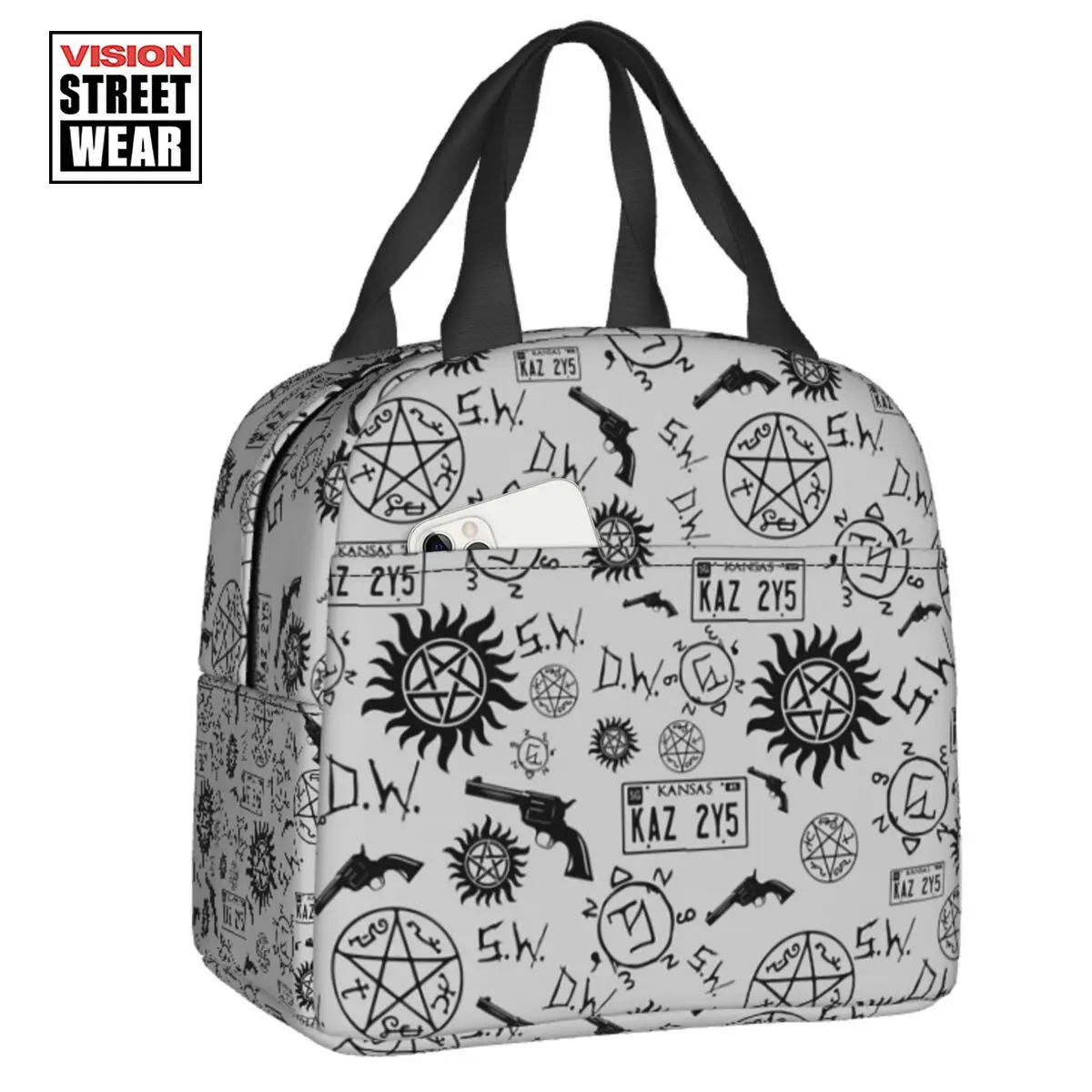 

Supernatural Symbols Insulated Lunch Tote Bag For Women Wincherter Bros Resuable Thermal Cooler Bento Box Work School Travel