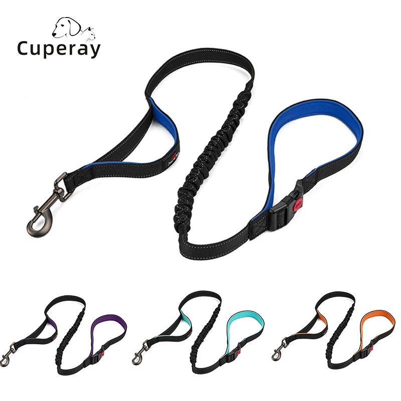 

Medium and Large Dog Leash Double Handle Reflective Elastic Leash Explosion-proof Dog Leash with Alloy Accessories Pet Supplies