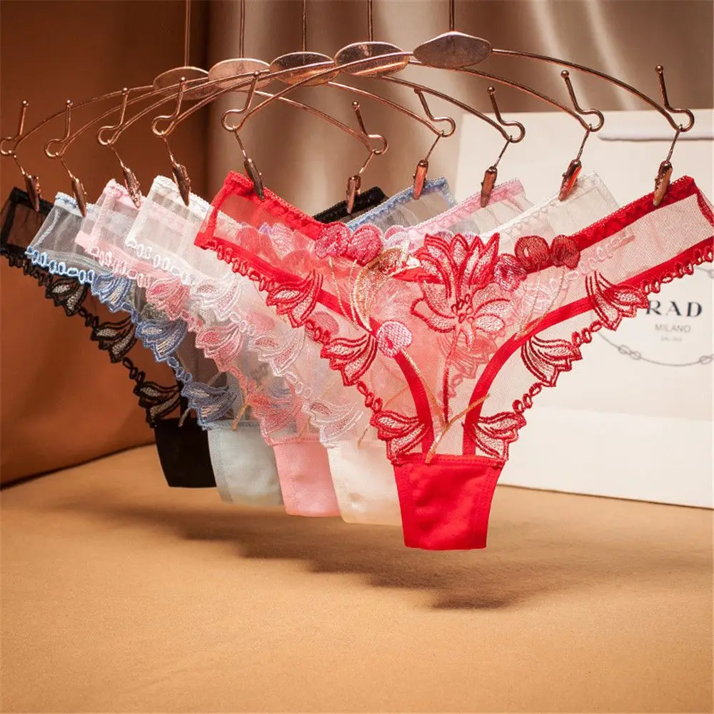 

Women Sexy Underwear Embroidery Pantys Low-Rise Hollow Fashion Transparent Light Girl G-Strings Thongs Tanga Mujer Tangas