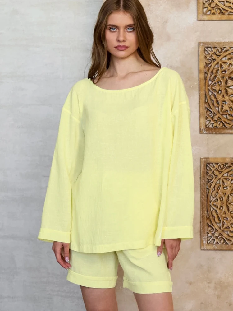 

Пижама женская с круглым вырезом и длинным рукавом, осень 2023