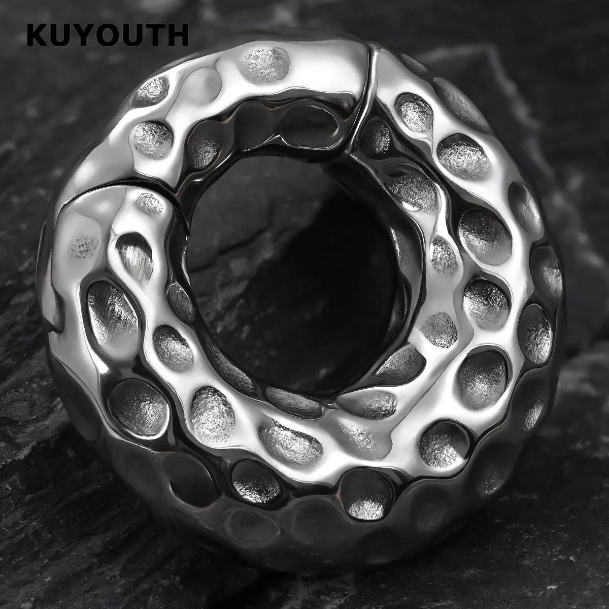 Фото KUYOUTH Кованые расширители для ушей из нержавеющей стали - 2 шт. беруши, манометры, носилки, гипоаллергенные украшения для пирсинга №5