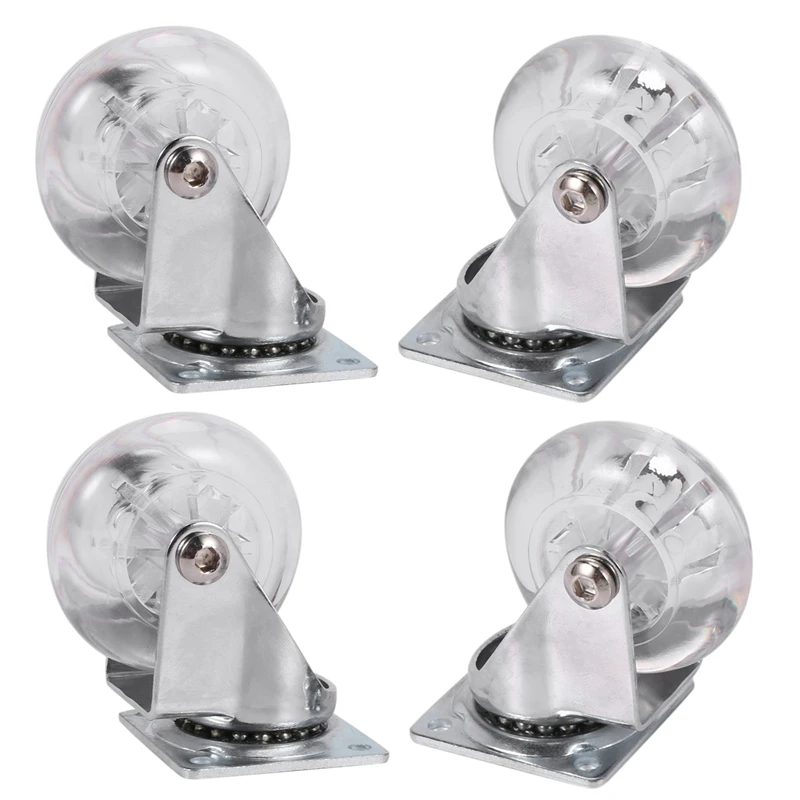 

8X Transparent PU Caster Mute Universal Heavy Duty Furniture Wheel For Children's Car Office Chair Swivel Casters