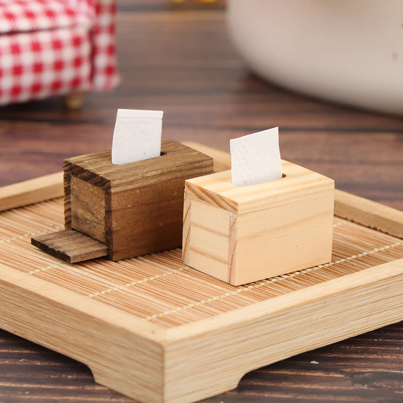 

1:12 Dollhouse Miniature Wood Tissue Box Paper Box Livingroom Simulation Furniture Decor Toy 2.8*1.8*2cm New 1Pc