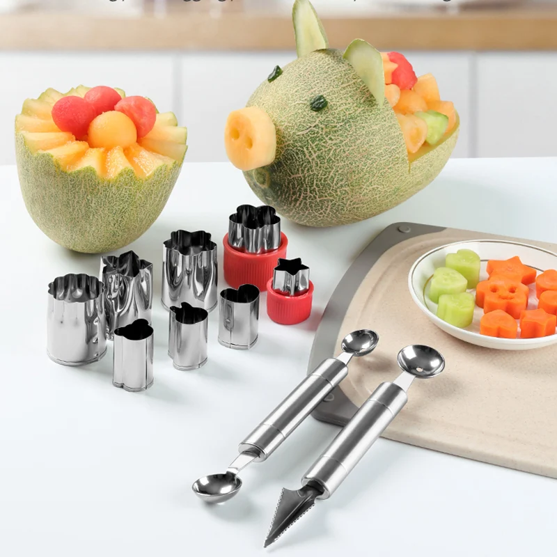 

Multipurpose Stainless Steel Fruit Watermelon Digging Ball Spoon Double-Headed Fruit Platter Carving Knife Kitchen Gadgets Tool