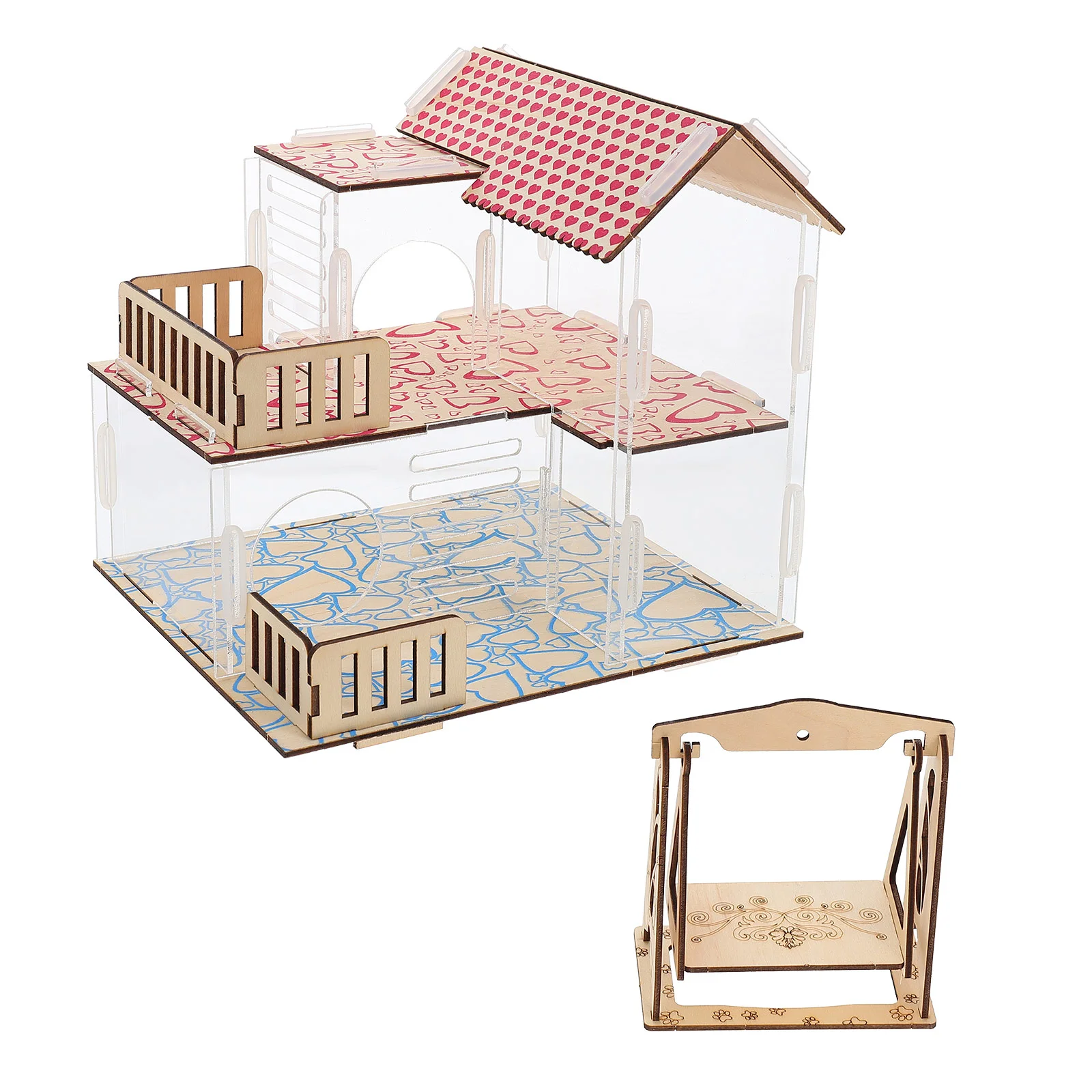 

Hamster House Animal Hideout Hut Small Mazepetwooden Wood Tunnel Bed Platform Nesting Habitat