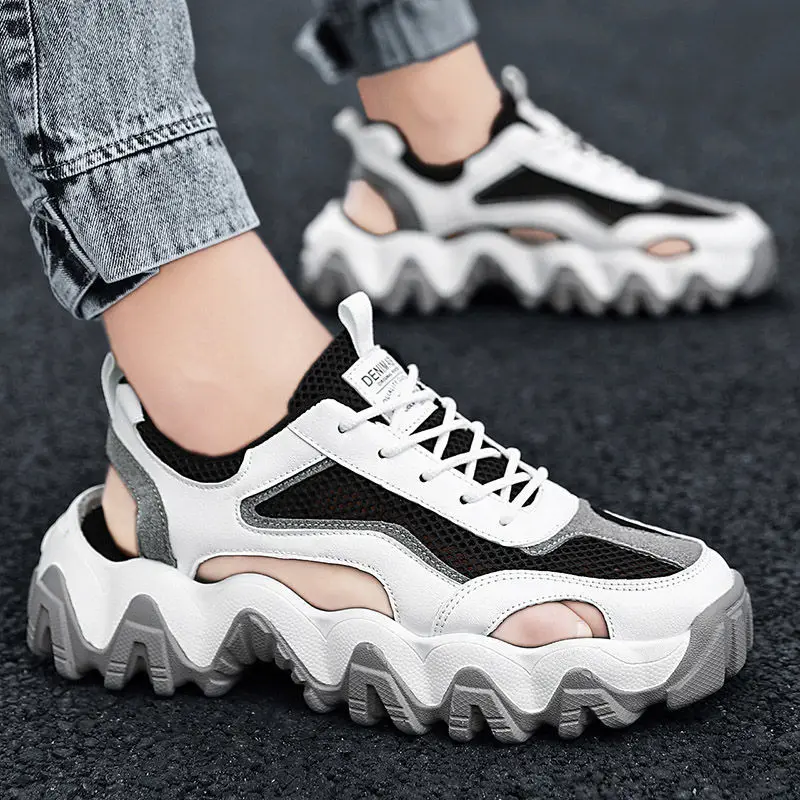 

Мужские сетчатые сандалии 39-44, летняя мужская обувь, дышащие повседневные кроссовки на липучке для улицы, обувь H30