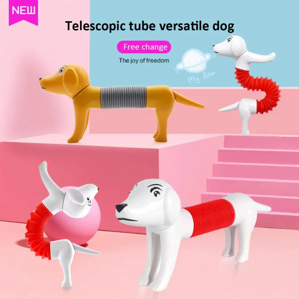 

Fidget Spring Dog Toys Body Stretchable Child Senses Stress Reliever Telescopic Tube Sausage Dog Decompression Toy For Kids Baby