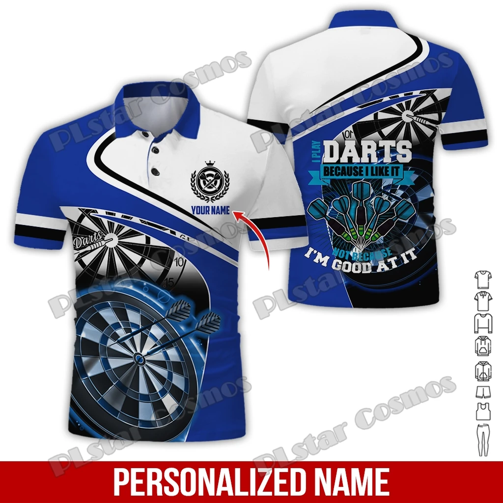 PLstar Cosmos Персонализированное имя Дартс 3D По всему принту Мужская рубашка поло