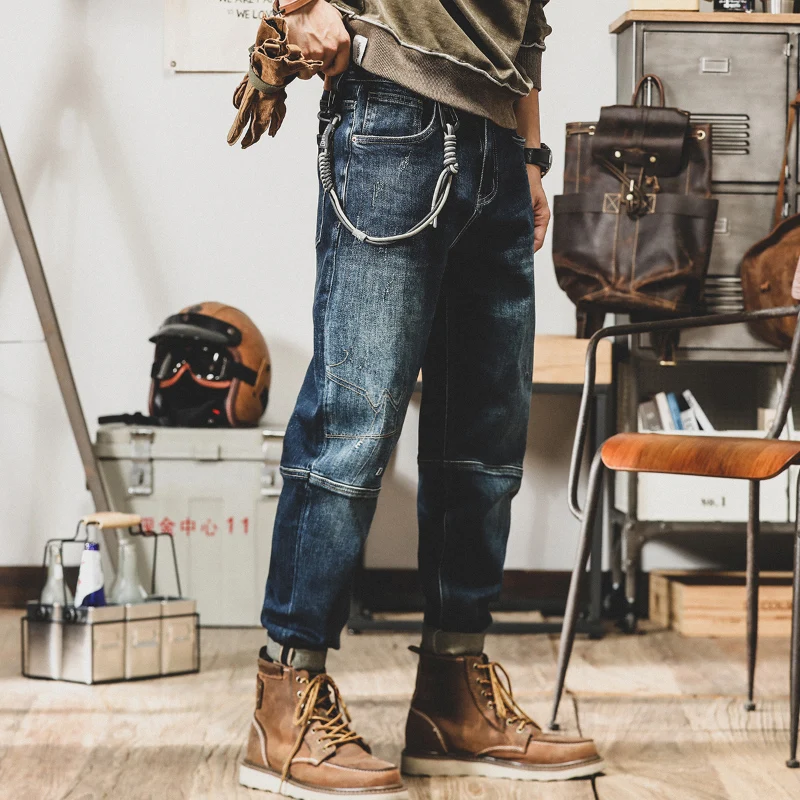 

2022 Spring Autumn Mens New Jeans Straight Pants Male Pockets Loose Fit Baggy Jeans Men Retro Streetwear Denim Pants A278