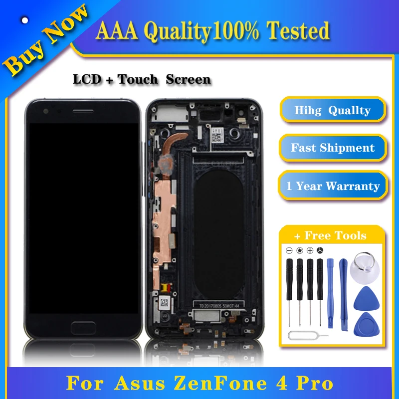 

100% Tested OEM LCD Screen for ASUS ZenFone 4 Pro / ZS551KL Digitizer Full Assembly Phone Parts with Frame（Black)