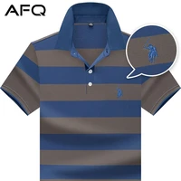 2022 summer pure cotton mens striped lapel short sleeved t shirt middle aged navy striped shirt casual half sleeved polo shirt%c2%a0