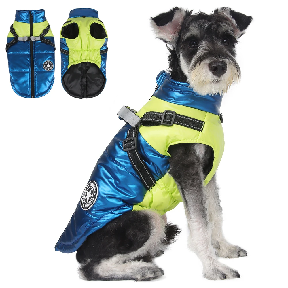 

Dog Jacket Dog Winter Coat with Harness for Small Medium and Large Dogs Warm Cotton Reflective French Bulldog Puppy Dog Clothes