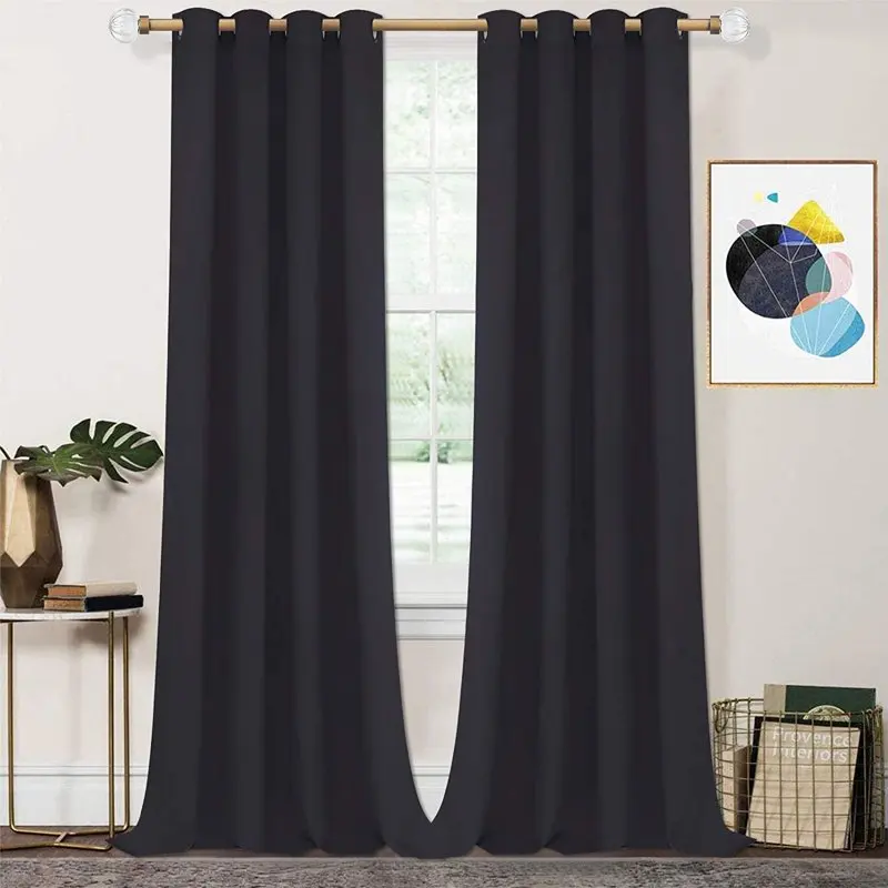 

Black Blackout Curtains, Thermal Insulated Room Darkening Window Drapes with Grommets for Bedroom Decor, 2 Panels of 52"W x 84"L