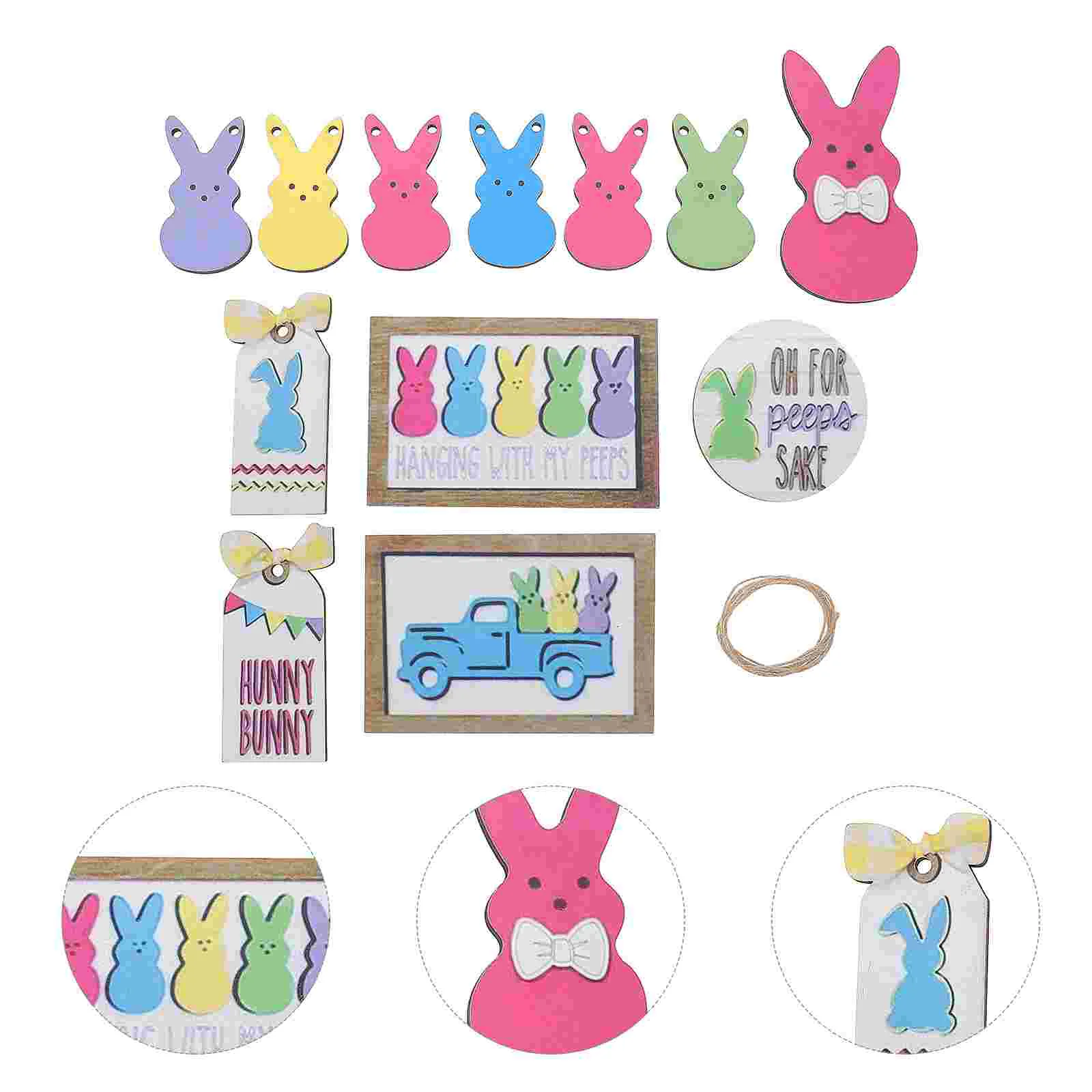 

1 Set Wall Background Decor Wood Sign Easter Festival Scene Layout Ornament