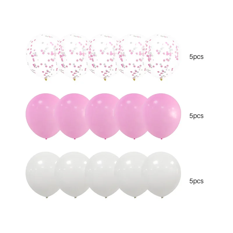 

Pink White Latex Balloons Girls Happy Birthday Party Decoration Confetti Balloon Macaron Pink Baby Shower Gender Reveal Supply