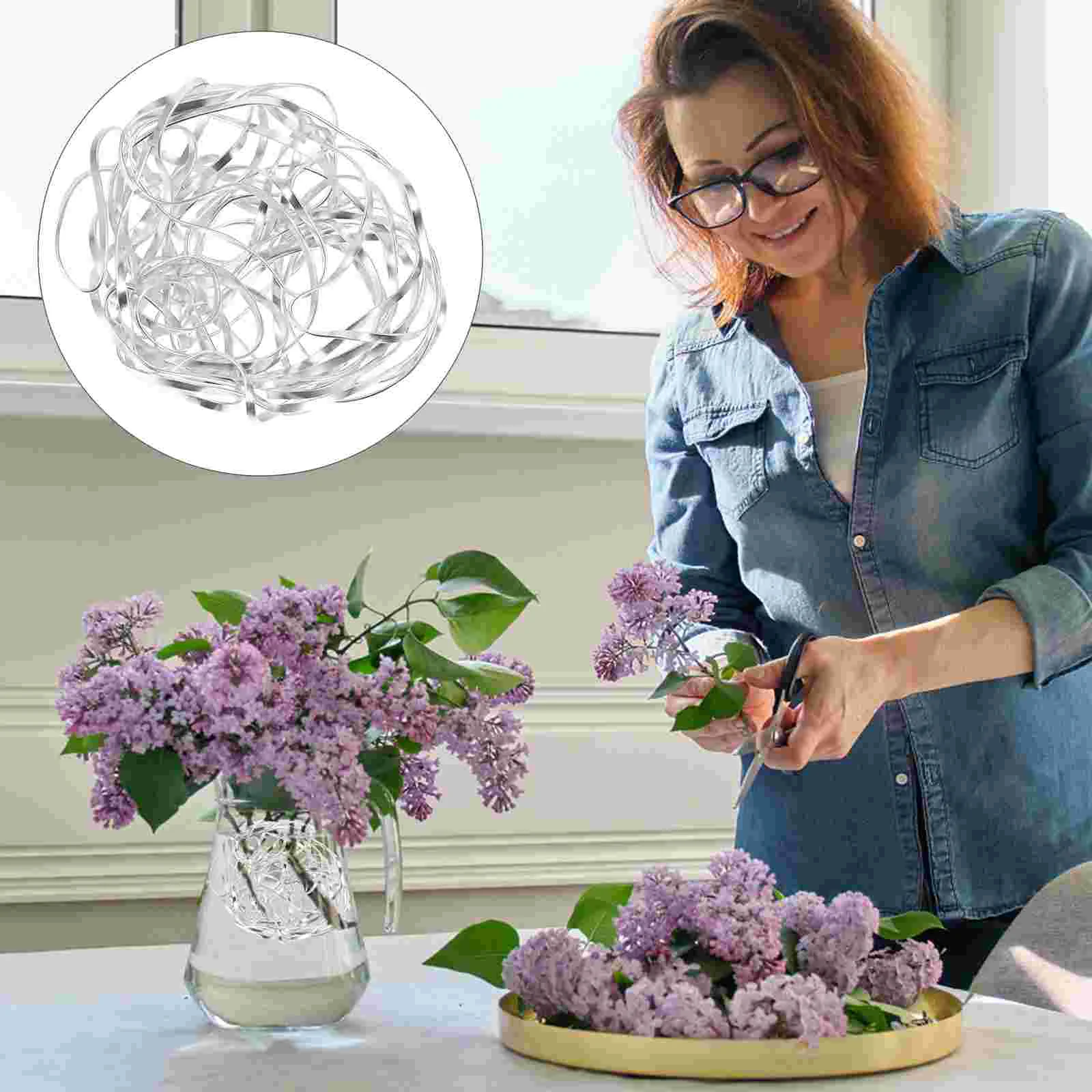 

Fixed Grid Flower Arrangement DIY Tool Arranging Mesh Ball Decor Table Holder Aluminum Alloy Flexible Dinning