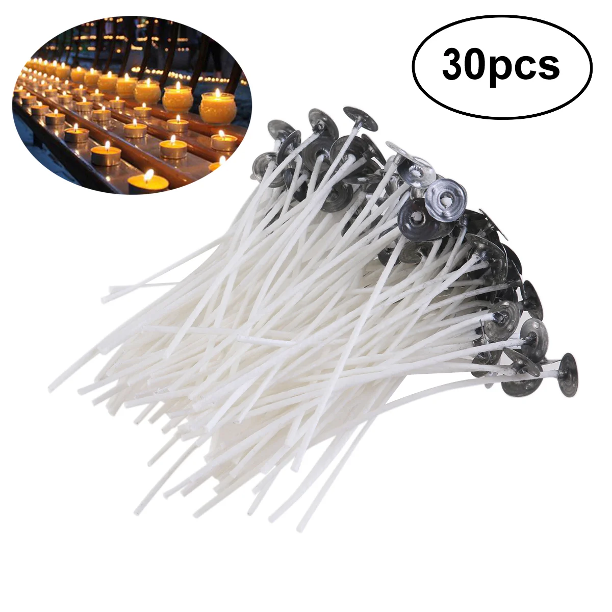 

30pcs Natural Wick Low Pre-Waxed & Natural Cotton Core For Making DIY
