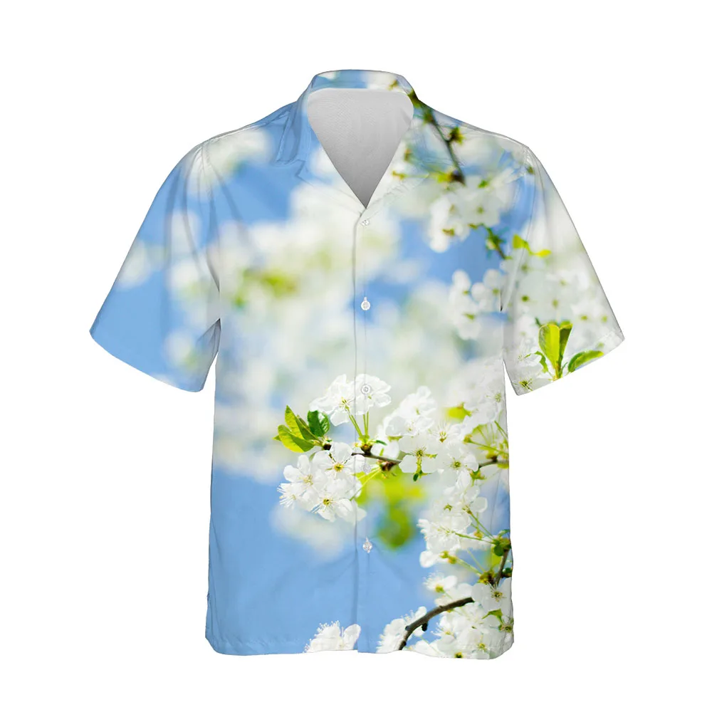 Jumeast 3D Men's Clothing Fashion Sakura Shirts For Men Casual Mens Hawaiian Shirt Short Sleeve Comfortable Streetwear Blouses