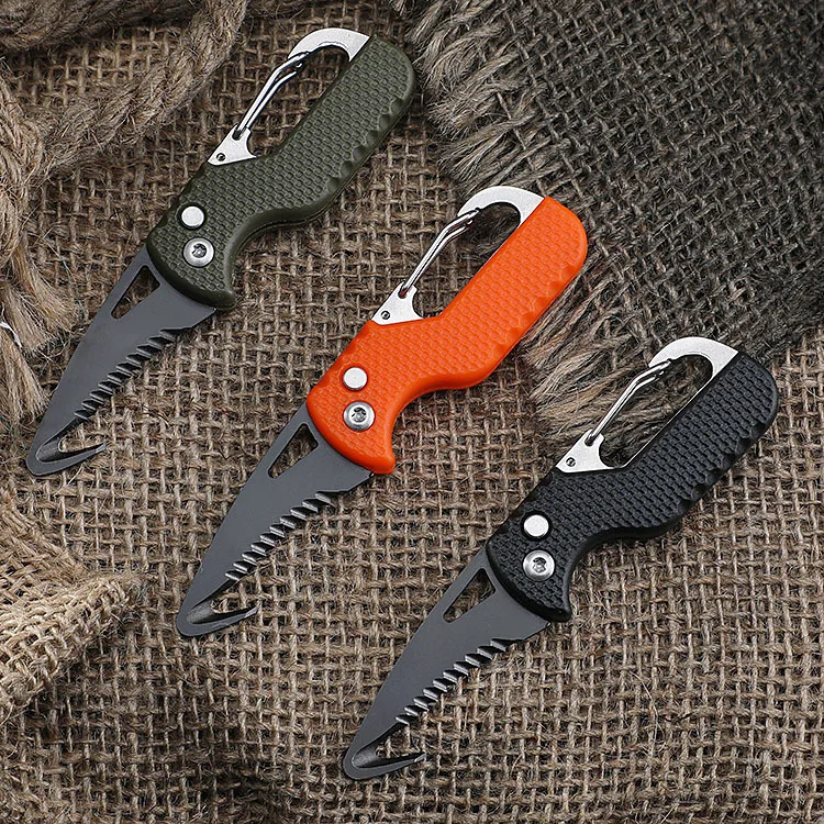

1pc Portable Multifunctional Express Parcel Knife Keychain Serrated Hook Carry-on Unpacking Emergency Survival Tool Box Opener