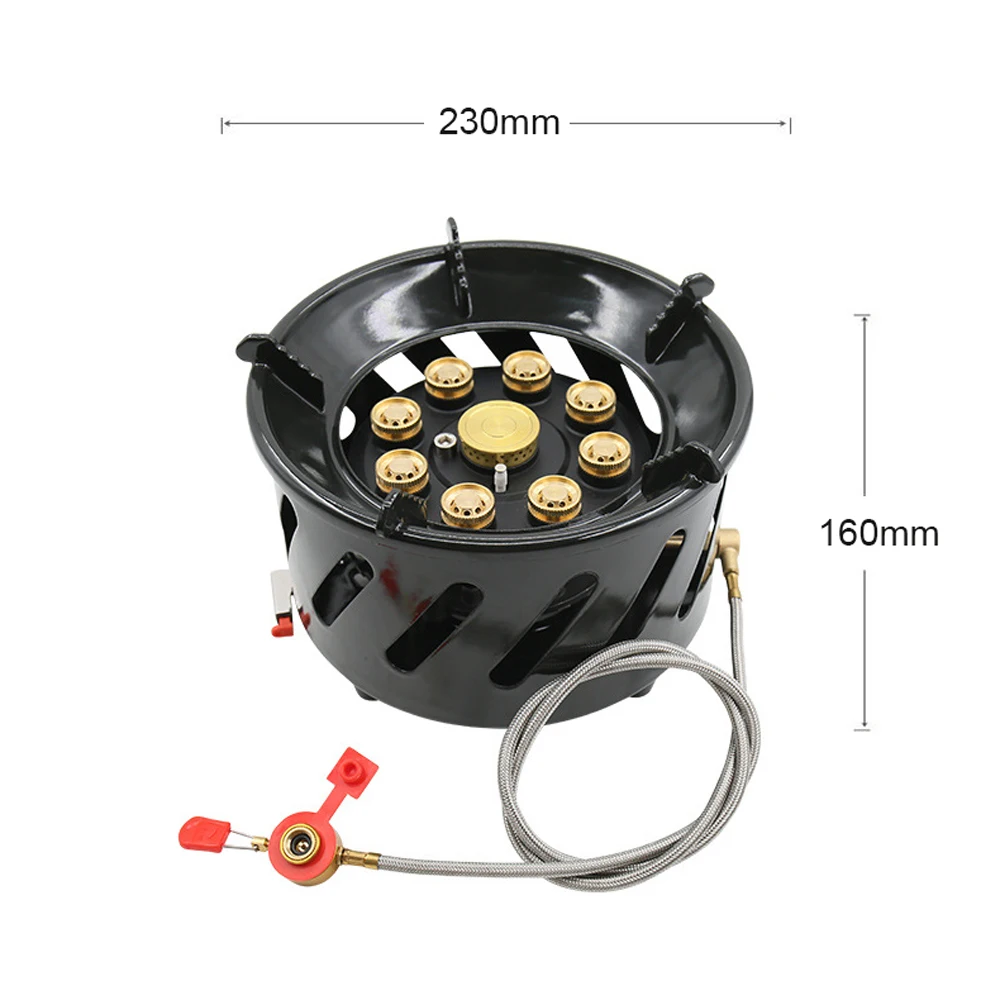 9-Core Camping Stove 19800W High-Power Gases Burner Stove Cooking Picnic Backpacking Stove Windproof with Adjustable Gases Valve