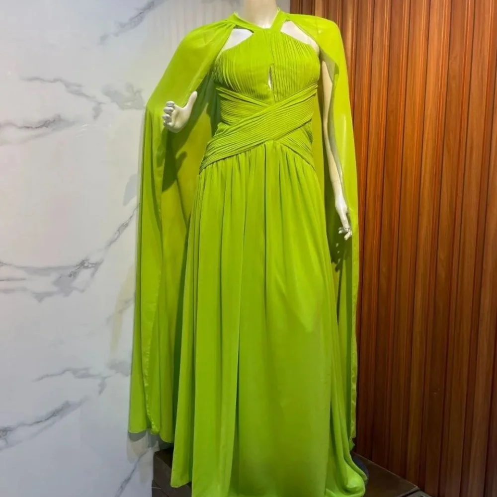 

Serendipity Summer Floor-Length A-Line Formal Occasion Halter Green Evening Dress Elegant Pleat Prom Gown for Sexy Women 2023