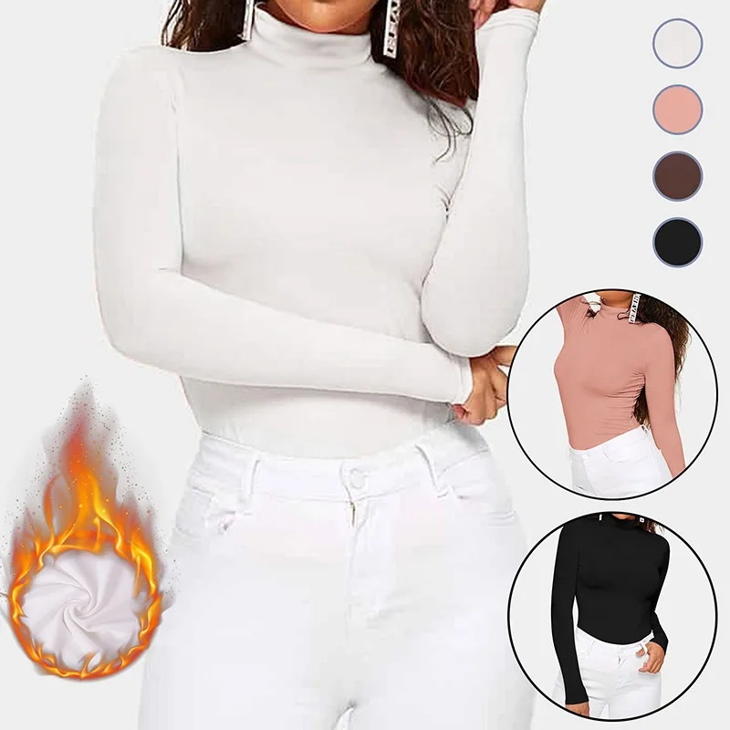 

Thermal Warm Female Clothing Women Cashmere Underwear Double-sided Fleece Thick Blouse Sleeve Top Woman New Winter Shirt Long