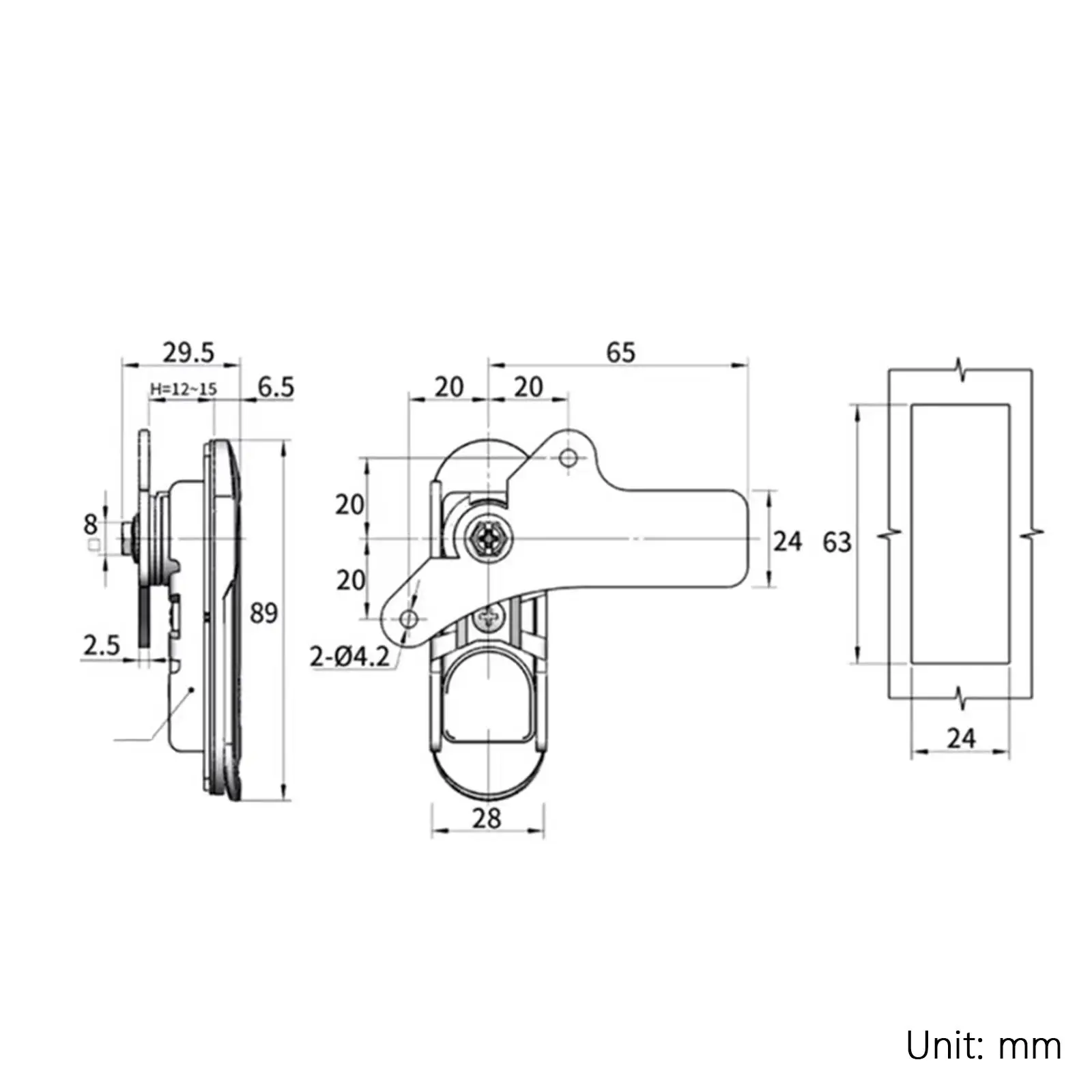 Компрессионная защелка замок с утопленным креплением Рычажные защелки для