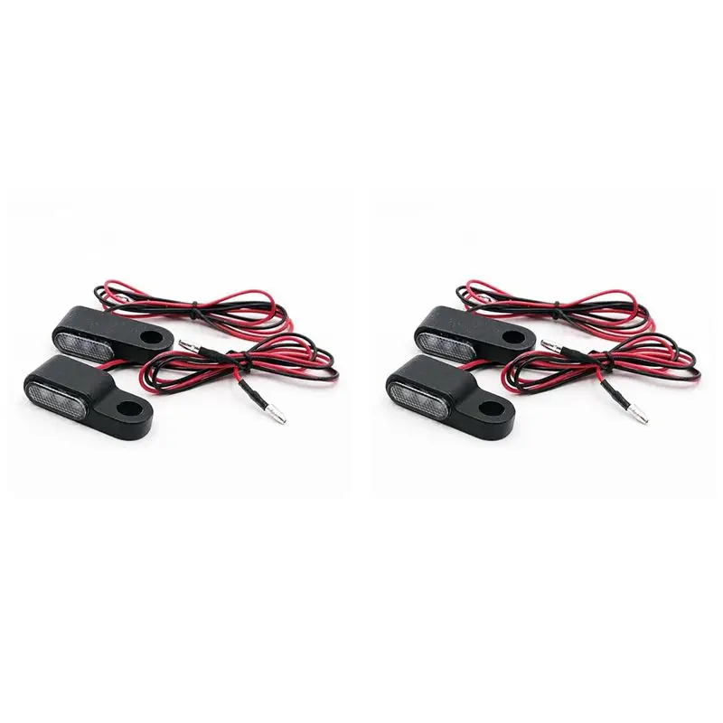 Фото AASS-4PCS 12V Мотоциклетные светодиодные указатели поворота, сигнальная лампа на руль, янтарный сигнал, крепление на рычаг тормоза/сцепления, черный цвет. №1