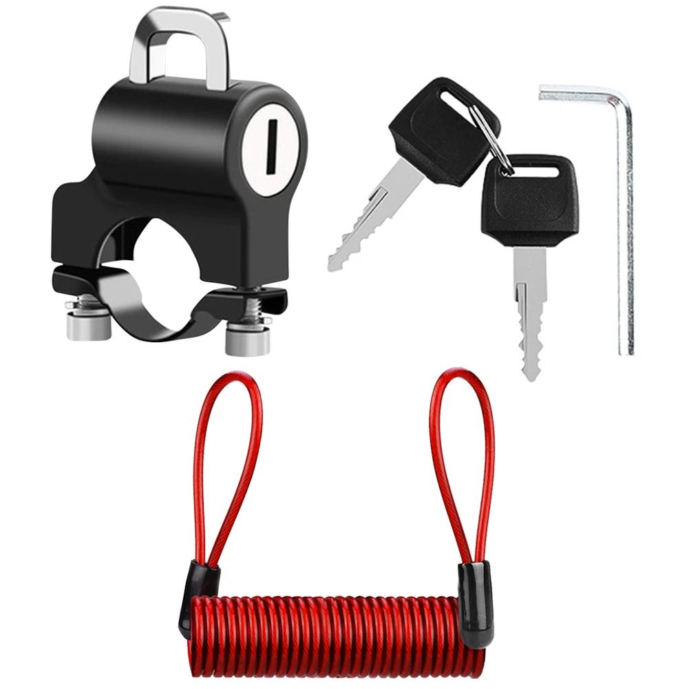 

Mountain Bike Helmet Lock with Reminder Cord Hexagonal Mounting Wrench 2 Keys Anti-prying Motorcycle Anti-Theft Helmet Locks