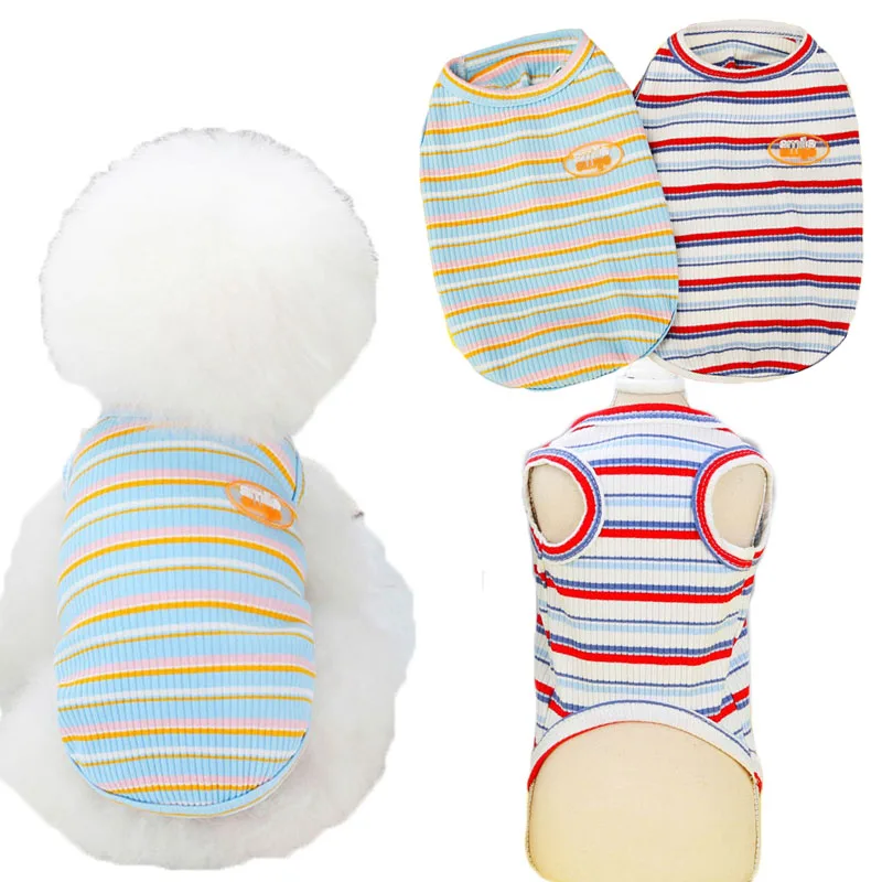 

Strips Sleeveless Dog Tshirt Summer Pet Clothes Dog Vest Hoodies Pullover Puppy Cat Shirt For Small Dogs Dachshund Pets Vests XL