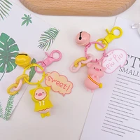 cute creative anime raincoat pig keychain for couples schoolbag pendant accessories car keychain accessories fashion friend gift