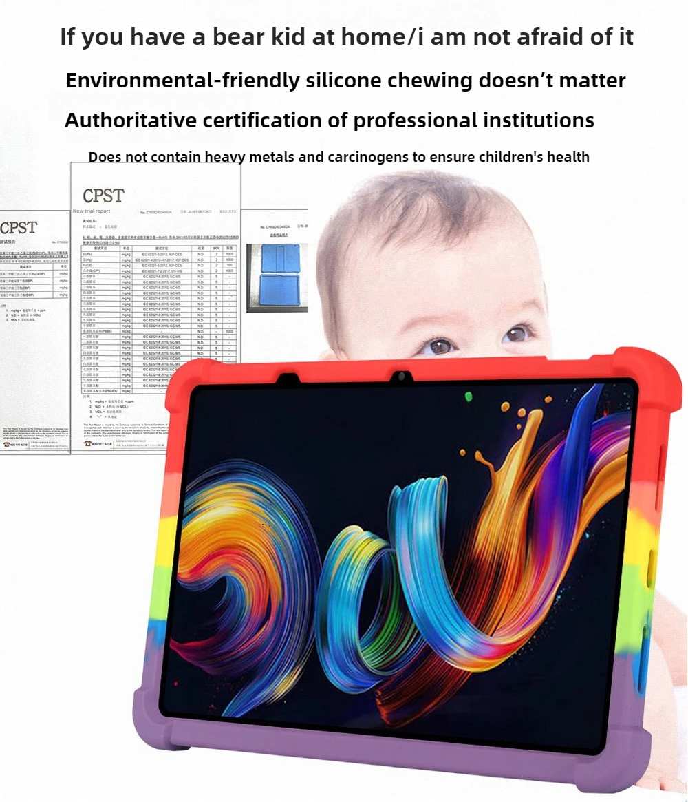 Фото Детский чехол для TCL NXTPAPER 11 Plus, чехол для планшета, 11,5 дюймов, мягкий силиконовый противоударный защитный чехол для всего тела с подставкой №5
