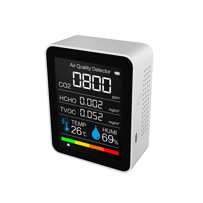 

Детектор CO2, датчик TVOC, многофункциональный цифровой монитор качества воздуха, точный измеритель температуры и влажности, тестер для CO2 TVOC