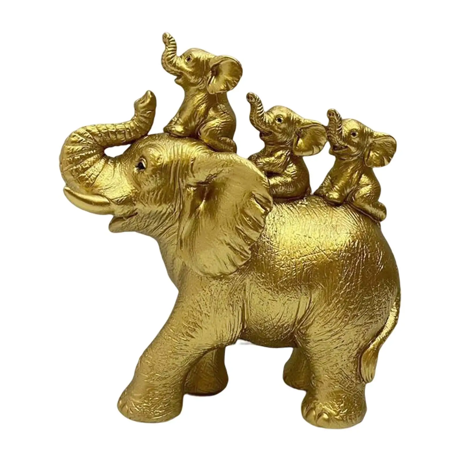 

3 Baby Elephants Riding AN Elephant Statues Animals Sculptures Table Centerpiece Resin Figurines for Bookshelf Office Cabinet