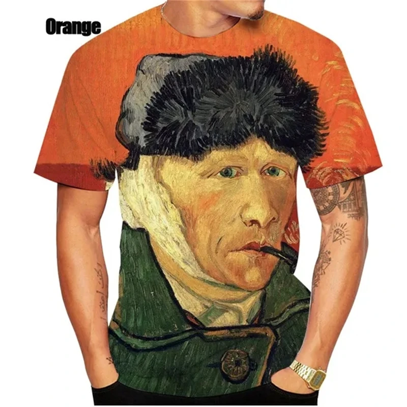 

Summer Artist Van Gogh Men Women Fashion Slim T-shirt 3D Digital Printing T Shirt Short-sleeved Casual Round Neck Men's Clothing