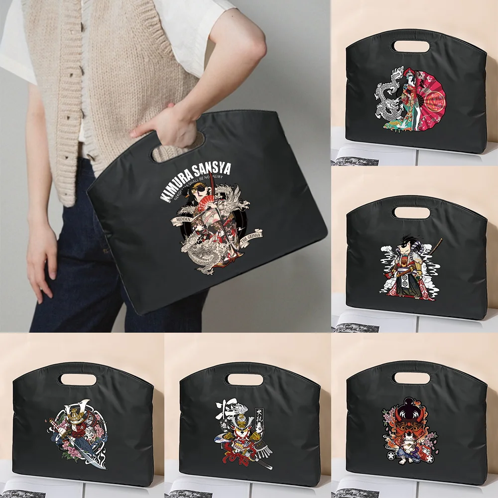 Fashion Business Briefcases Laptop Case Sleeve Office Bags Samurai Print Handbags Unisex Conference Document Organizer Bag Tote